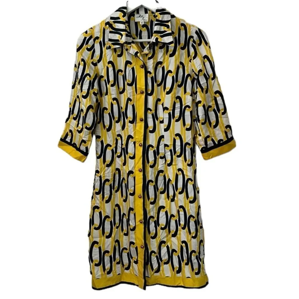 Milly New York, blue and yellow chain dress size 4